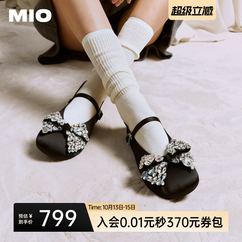 MIO米奥玛丽珍鞋2026春季新款圆头平底蝴蝶钻饰搭扣芭蕾舞鞋女鞋