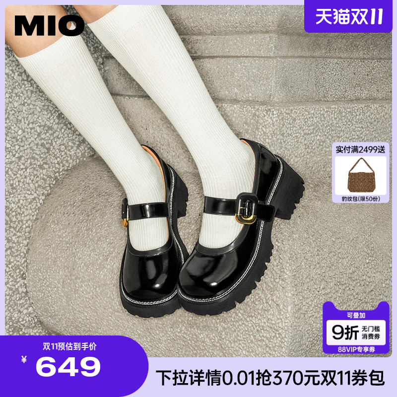 米奥MIO字带玛丽珍女鞋