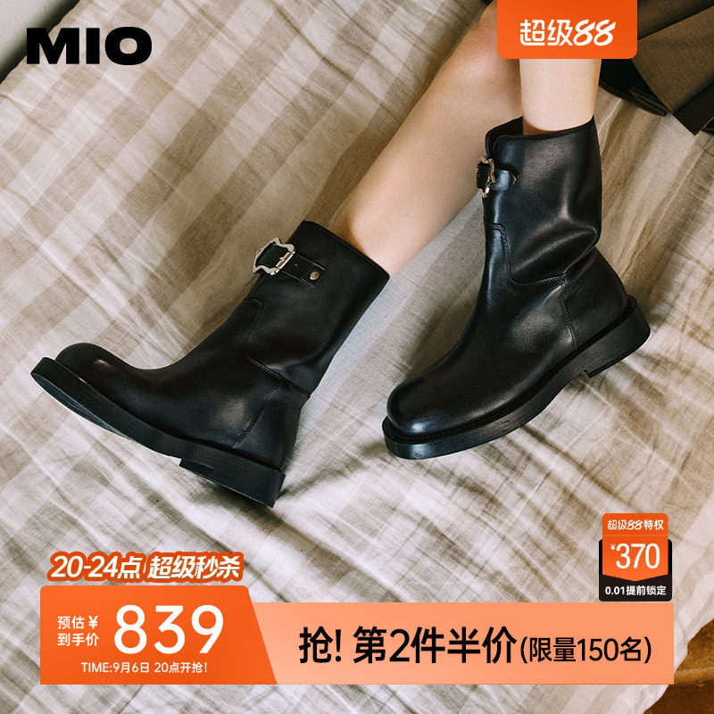 MIO米奥复古厚底骑士靴女图片