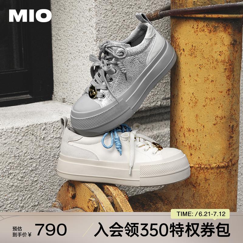 【张子枫同款】MIO米奥休闲板鞋2025春季新款圆头厚底5cm小白女鞋