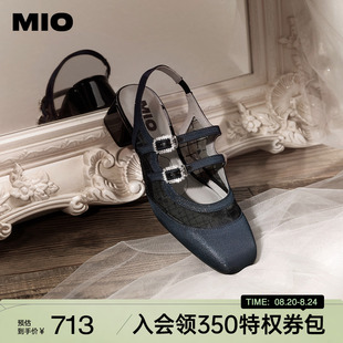 甜美可爱风舒适半凉鞋 MIO米奥2025夏季 凉鞋 新款 复古闪钻圆头时装