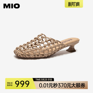 细跟包头拖穆勒拖 新款 MIO米奥编织凉鞋 女镂空罗马度假风2026夏季