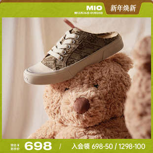 拖鞋 休闲圆头一脚蹬女鞋 2025春季 脏脏凉鞋 新款 MIO米奥做旧帆布鞋