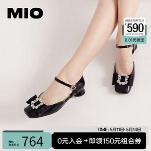 一字带凉鞋 MIO米奥女鞋 优雅舒适尖头浅口低跟舒适时装 单鞋 夏季
