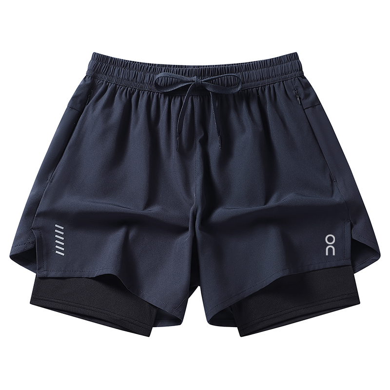 户外休闲运动健身跑步田径蓝球训练秀禾速干透气假两件三分短裤男