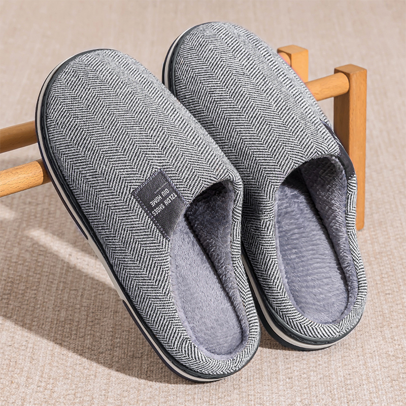 【冬季大码男鞋加绒加厚棉拖鞋】