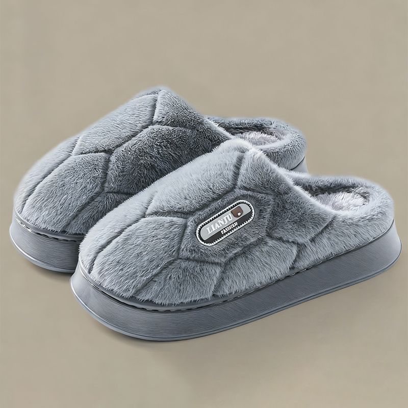【冬季大码加绒保暖宽头棉拖鞋】