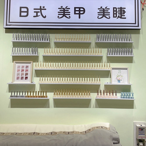 美甲店展示架墙上壁挂式一字隔板