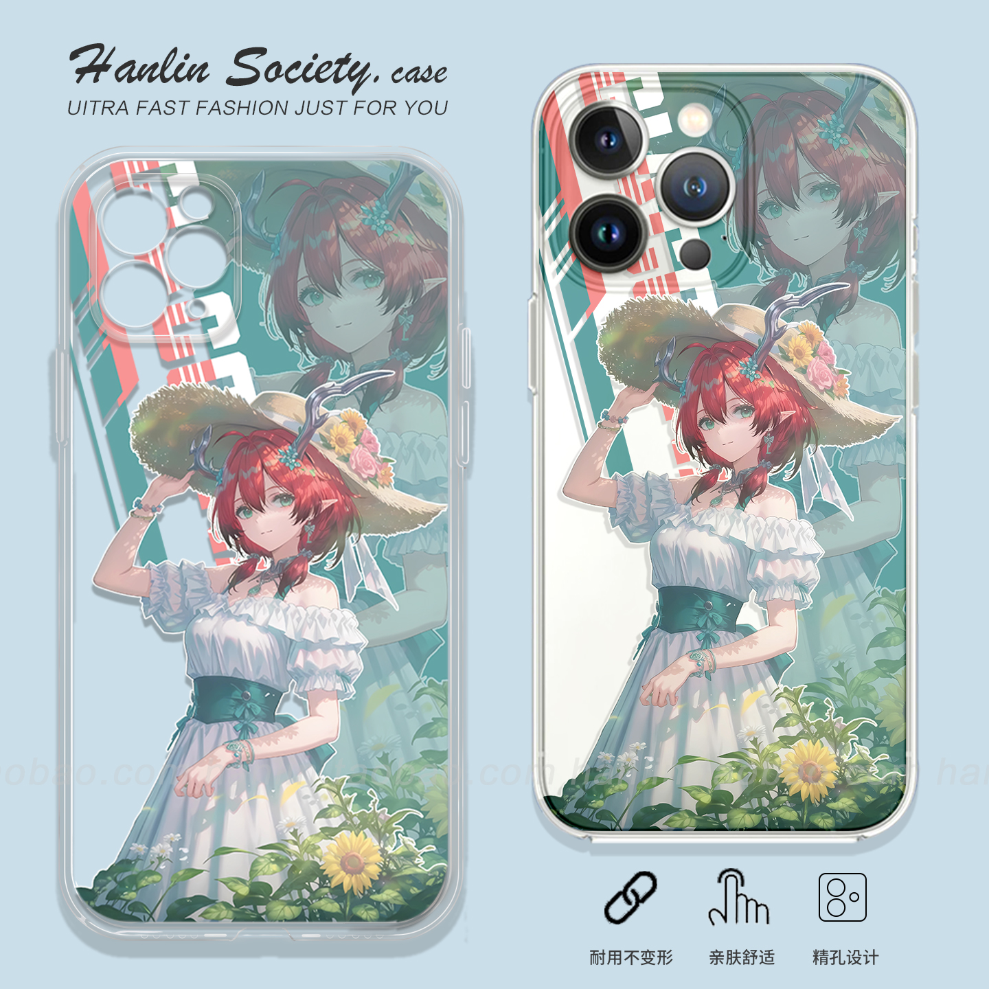 Q版游戏周边夏空适用iPhone16promax华为Pura80二次元OPPOReno14真我GT6卡通VIVOS30荣耀400红米note14手机壳