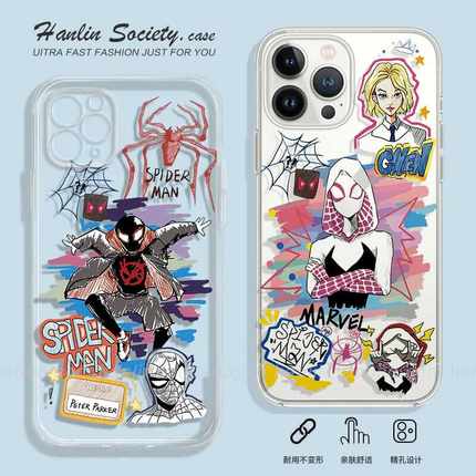 蜘蛛侠~手绘迈尔斯格温适用iPhone15promax红米note13华为P70荣耀100苹果14vivoIQOO11小米14OPPOReno9手机壳