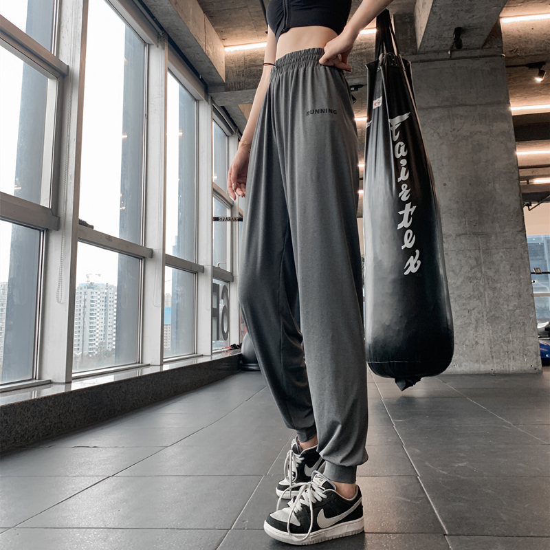 运动裤宽松束脚跑步高腰直筒弹力