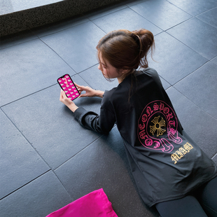 宽松显瘦健身服大码胖mm跑步瑜伽上衣速干印花运动T恤女长款罩衫