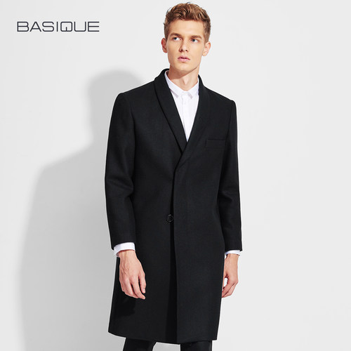 元本青果领男士商务休闲正装大衣