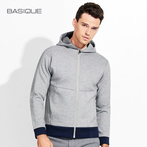 元本青年男士休闲修身撞色卫衣