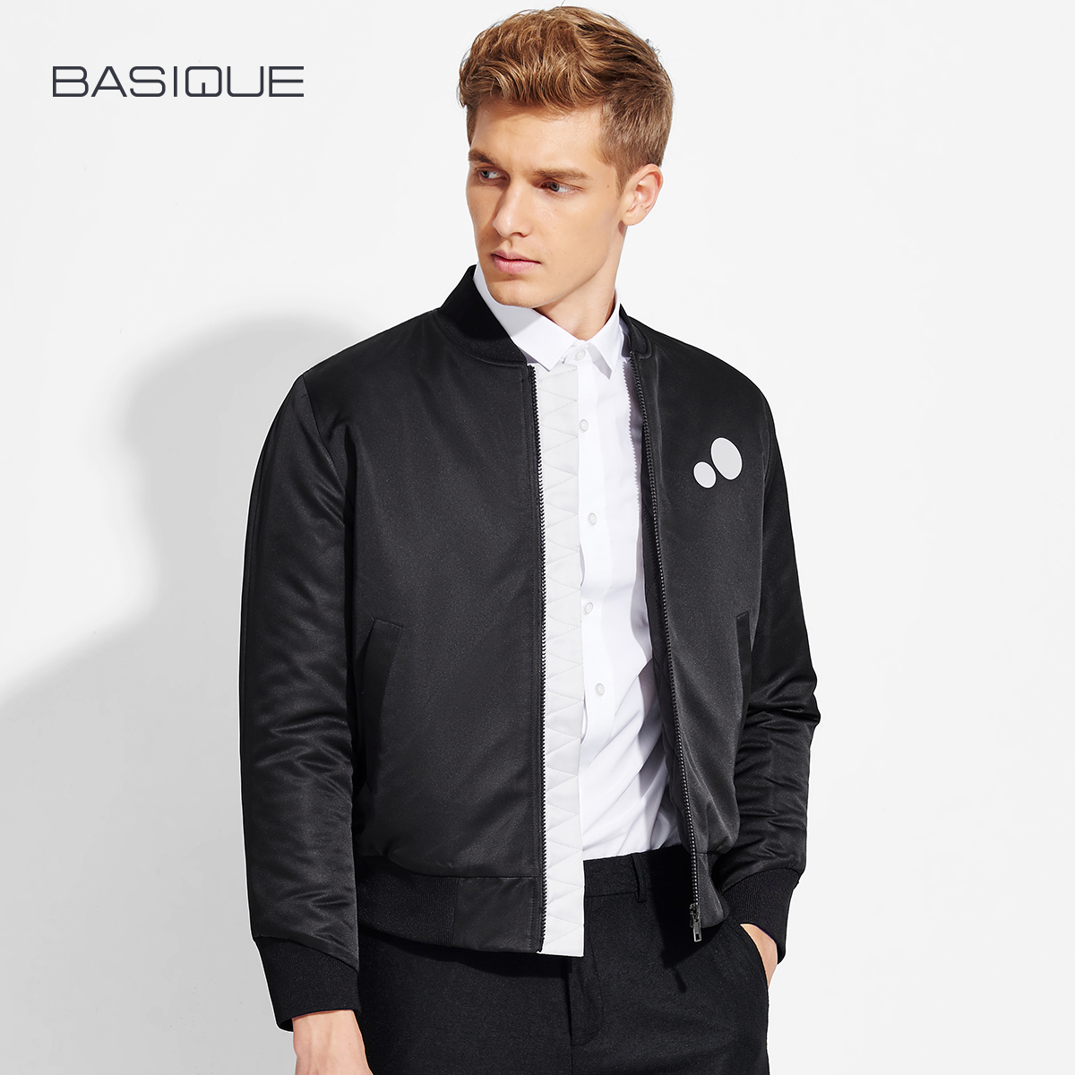 棒球领男士修身短款个性夹克棉服