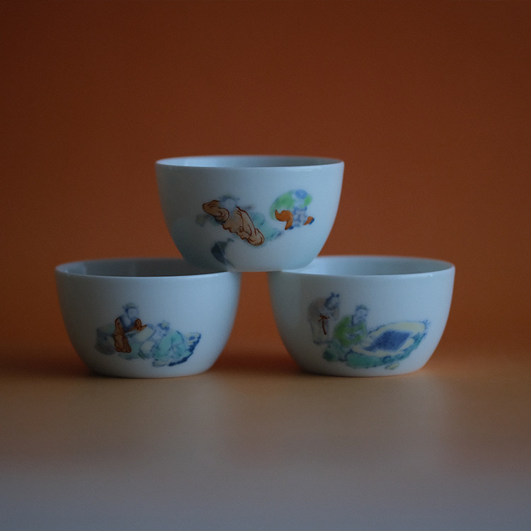 葭元里茶集 采菽堂款识/东坡琴棋书画系列文气柴窑薄胎卧足缸杯,餐饮具,茶杯,淘宝优惠券,粉丝福利购,淘宝优惠卷