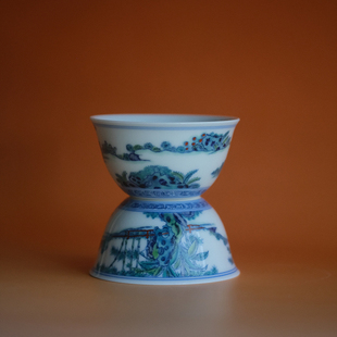 葭元里茶集 慕清系列 斗彩 竹林七贤卧足薄胎单杯