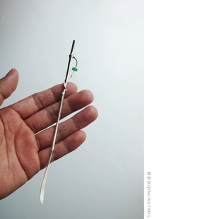 葭元 匠人手作纯银茶针竹节型茶拨茶室空间道具配件16cm 里茶集