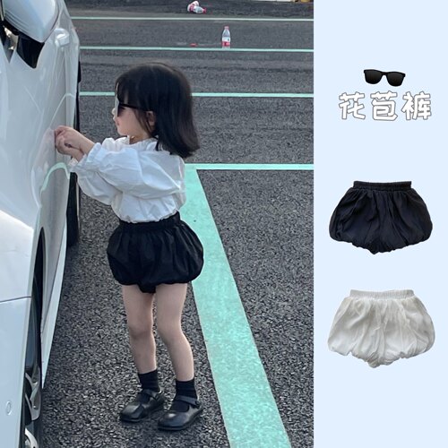 Domikids2025年夏季女童时尚百搭收口短裤儿童洋气花苞裤南瓜裤韩