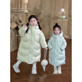 波浪纹中长款 Domi女童杜邦三防90绒羽绒服冬季 韩版 连帽保暖厚外套