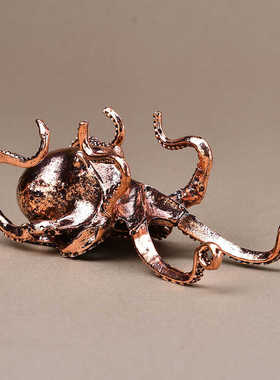 金属八爪鱼摆件水晶球托底座家居章鱼装饰品铁艺工艺品矿石支架