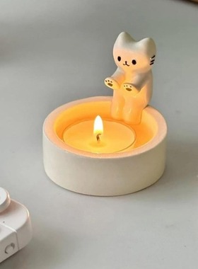 跨境Cartoon Kitten Candle Holder卡通小猫蜡烛台装饰品家居摆件