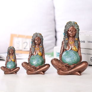 大地之母树脂摆件工艺品地球母亲雕像艺术女神塑像桌面地球之母神