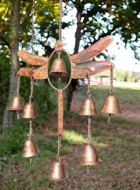 Dragonfly with Bells Wind Chime 蜻蜓风铃金属装饰品园艺花园