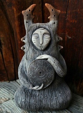 新款卡通创意圣诞节火焰守护者庭院用品花园装饰树脂工艺品摆件大