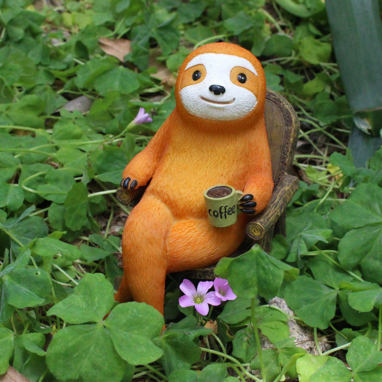 北欧阳台桌面造景摇椅树懒摆件创意树脂庭院花园户外树赖濑装饰品