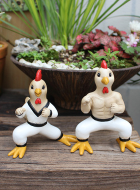 格斗鸡树脂摆件创意家居装饰品