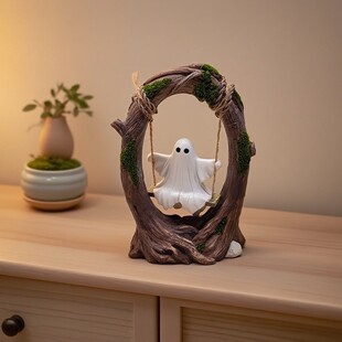 Halloween Cute Ghost Tree Swing Decor秋千树上的幽灵万圣摆件