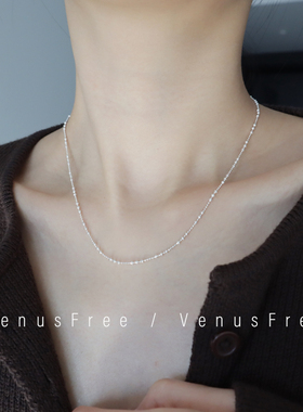 12/8新品| 通体925纯银日常单戴叠戴基础款闪闪不规则豆豆锁骨链