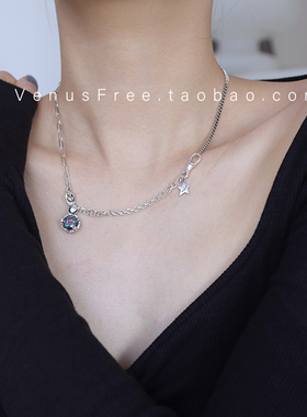 925纯银多层设计感大颗钻锁骨链