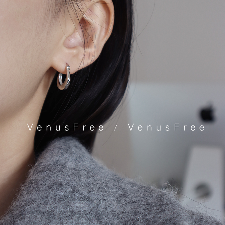 925纯银简约异形圆圈耳圈耳环
