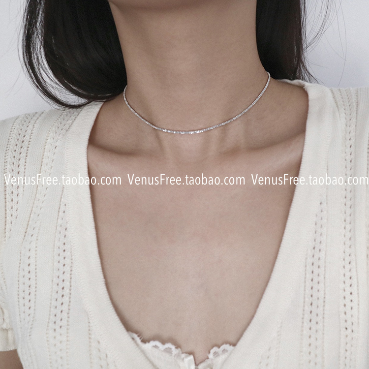 和钻一样闪出天际纯银细颈链颈链