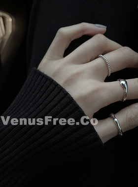 2款异形/s925纯银不规则艺术感戒指环开口极简约开口叠戴冷淡男女