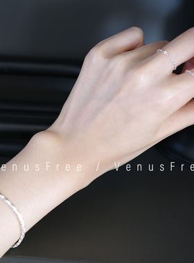 3/27新品| 极简约925纯银超细闪闪精致链条戒指