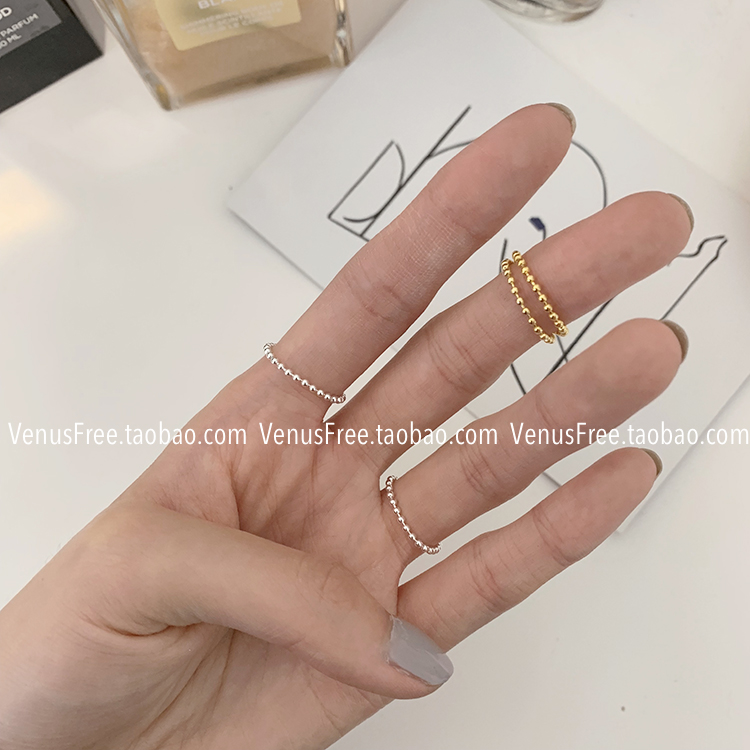 925纯银珠珠豆豆极简风叠搭戒指