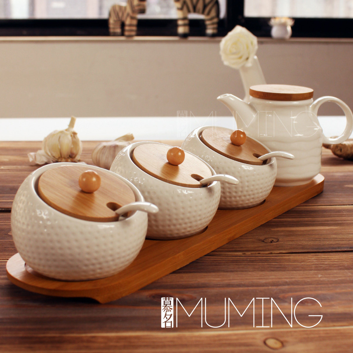 包邮 厨房用品 陶瓷调味罐三件套装 竹盖调料罐盐罐三件套 配油壶|msdalam kategori dapur/memasak Appliances, Alat dapur/Penyimpanan dapur, botol penyimpanan/bekas penyimpanan dapur, botol perasa - dari Buy2taobao.com untuk memberikan perkhidmatan ejen Taobao profesional membeli