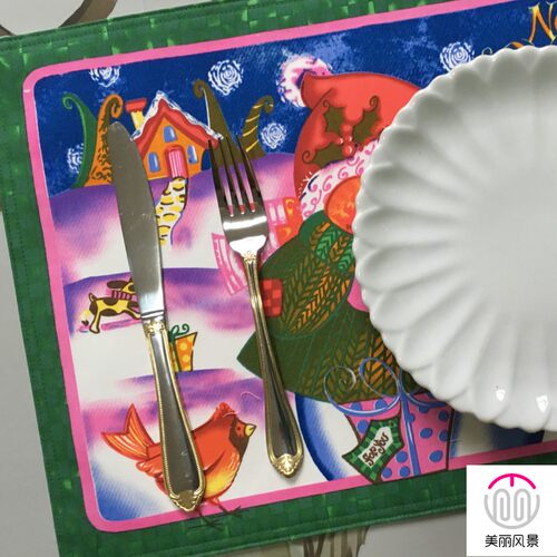特价美丽风景风餐垫 纯棉布艺隔热垫 儿童小学餐垫 桌垫盘垫碗垫