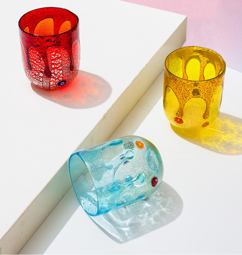 意大利Zecchin穆拉诺人鱼泪系列手工彩色玻璃酒水杯360ml玻璃杯