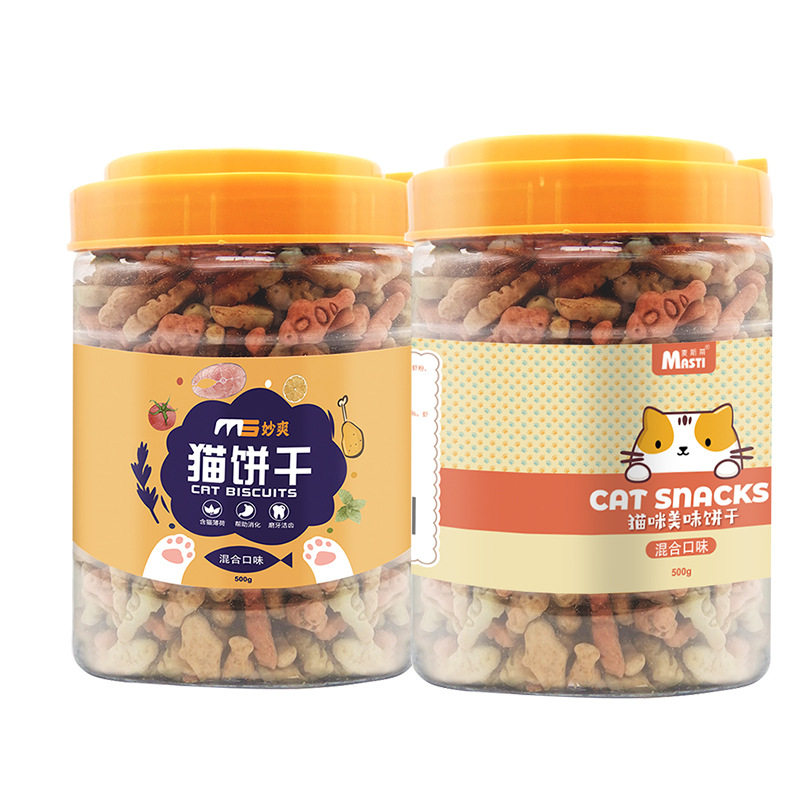 猫咪零食 猫饼干500g罐装 宠物猫薄荷磨牙洁齿去结石营养补钙食品