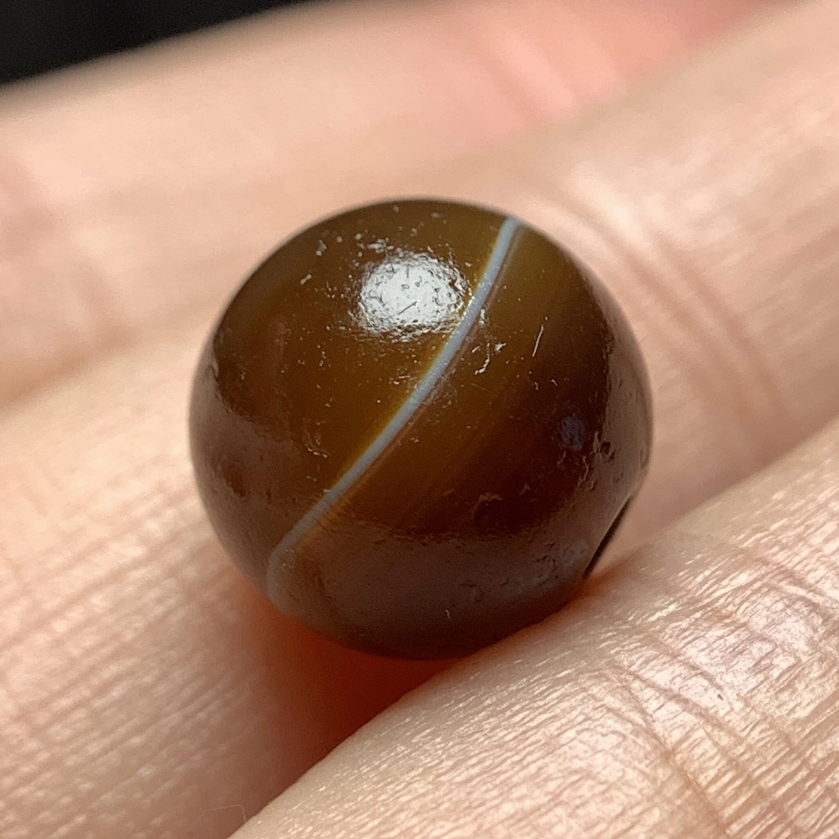 百年糖色缠丝满风化一线老药师玛瑙玉髓珠9.8mm 配珠配饰单珠1868