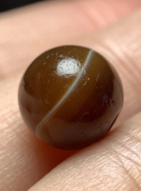 百年糖色缠丝满风化一线老药师玛瑙玉髓珠9.8mm 配珠配饰单珠1868