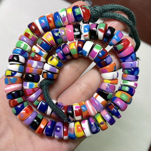 藏区料器炫彩色马蹄珠90颗10mm 念珠手串diy药片隔珠隔片饰品 185