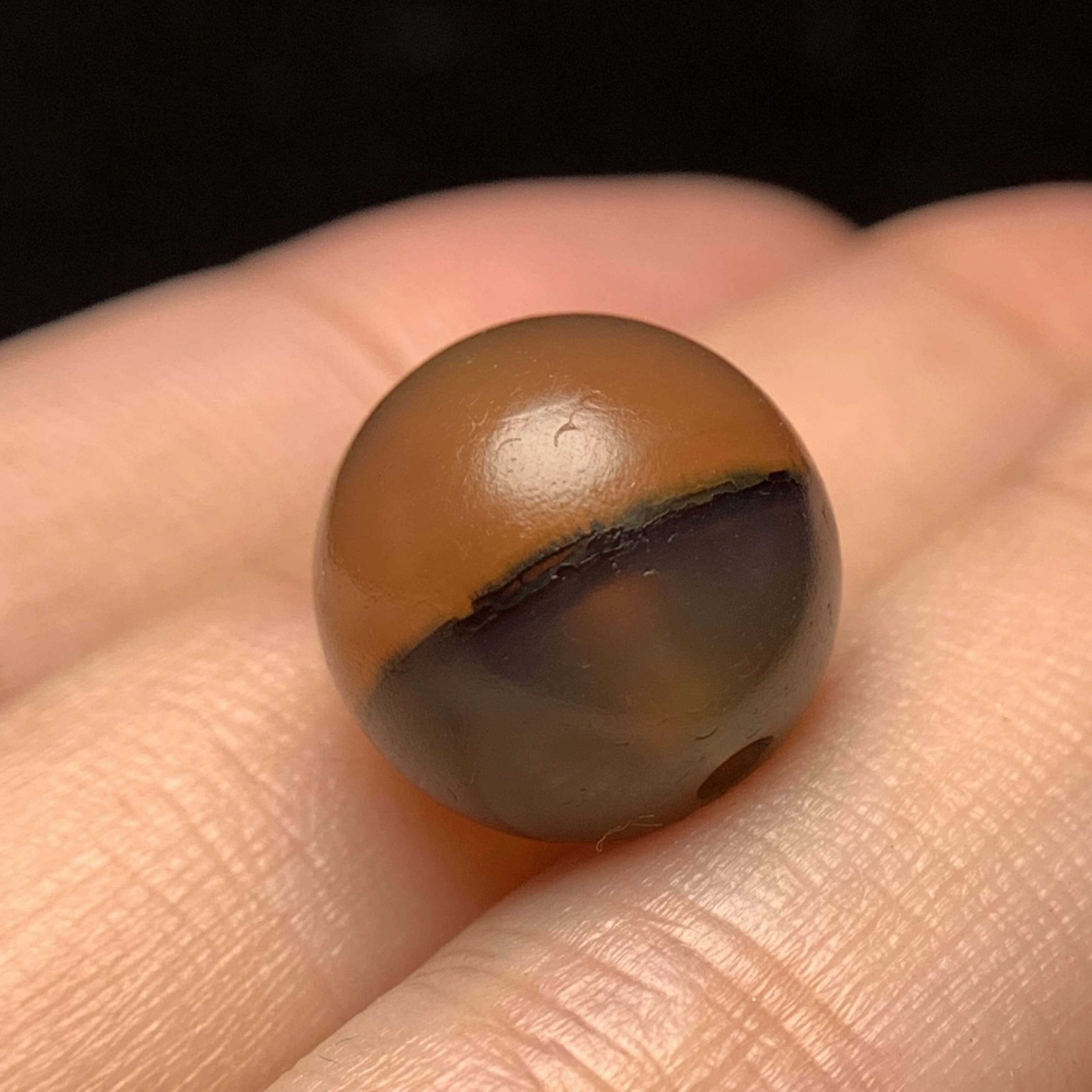藏传百年双色一线老药师玛瑙珠12.3mm 念珠手串配珠配饰单珠 1768