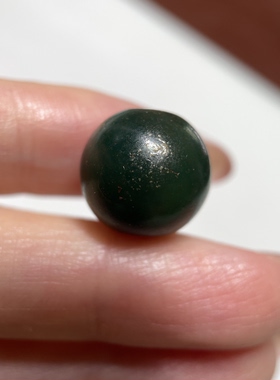 百年墨绿色老玛瑙圆珠13.8mm 念珠手串多宝老珠配珠单珠散珠 1236