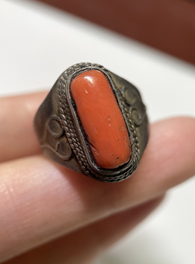 西藏藏传百年老红宝石海鲜马鞍戒指女款 活口礼物包老保真饰品318