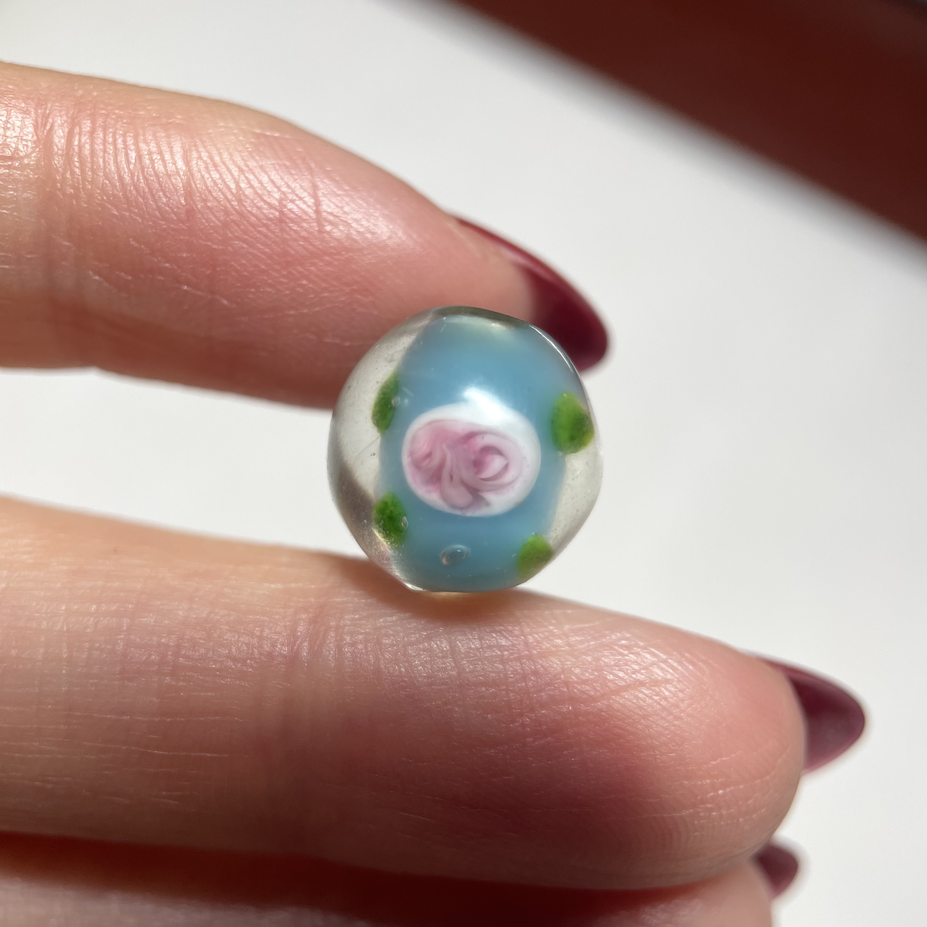 点彩花老蓝琉璃桶珠12mm 佛珠念珠手串配珠diy配饰单珠老珠子2176